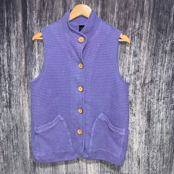 Focus Casual Life Jackets & Blazers - Focus Casual Life Focus Purple Waffle Knit Button Down Vest Preshrunk Size S
